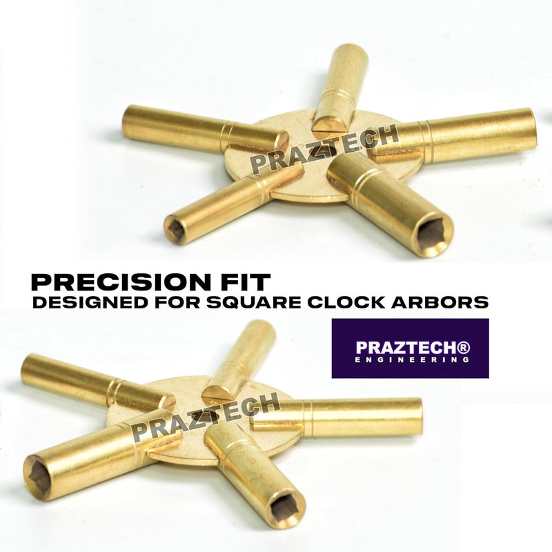 PRAZTECH ® 10‑in‑1 Solid Dual Brass Clock Winding Key Set – Universal Odd & Even Sizes 2 to 11 | For Mantel, Wall & Antique Clocks - Image 2